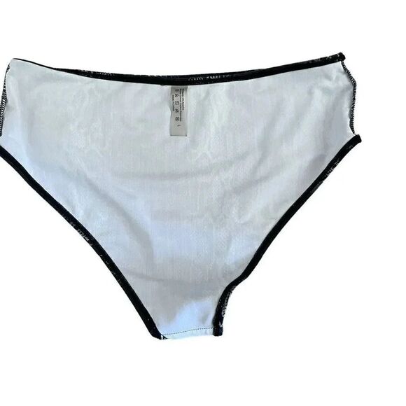 Snake Print Black High Waist Swimming Bikini Briefs SZ L # 1476 - Picture 3 of 7